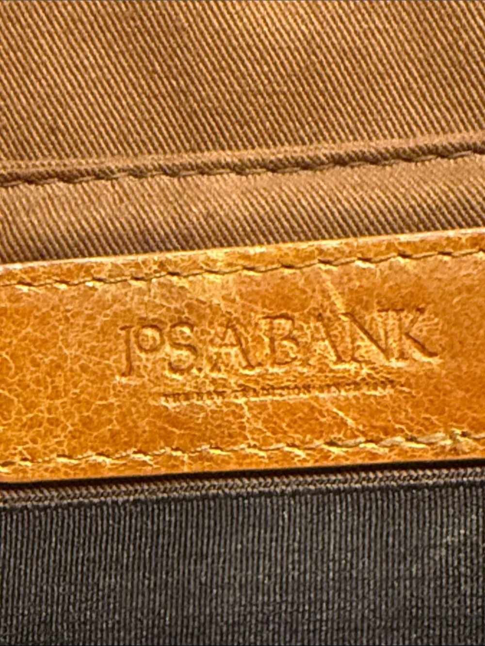 Jos A Bank Brown Leather Woven Texture Double Handle Shoulder Strap Commuter Bag